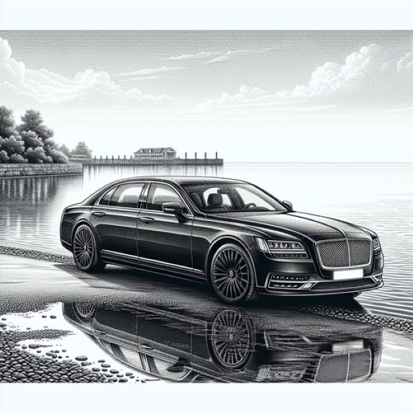 A luxury Sedan waiting by  St Michaels MD Waterfront